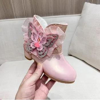 

Disney Girls Ankle Boots New Winter Elsa Princess Shoes With Plush Pu Leather Waterproof Snow Boots Frozen Girls Shoes