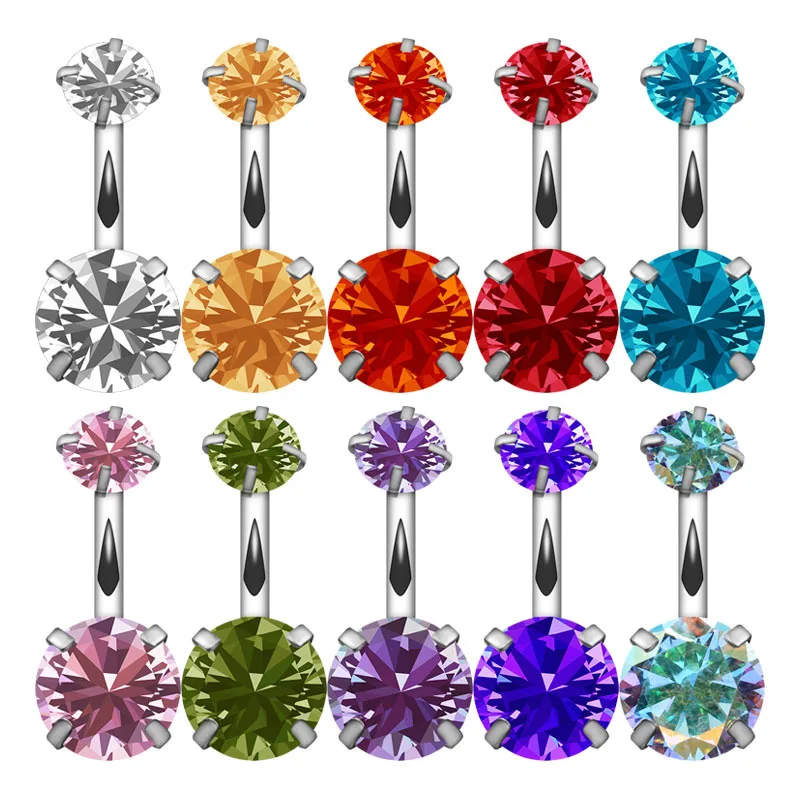 

1Pc Sexy Navel Piercing Belly Button Rings Bar Crystal Zircon Crystal Navel Ring Party Stud Barbell For Woman Body Jewelry Gifts