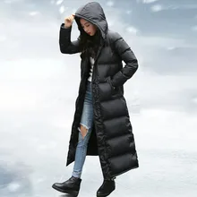 Зимняя куртка, Женская длинная пуховая парка, 90% белый утиный пух, пальто с капюшоном, Толстая теплая, плюс размер, женское водонепроницаемое зимнее пальто для женщин