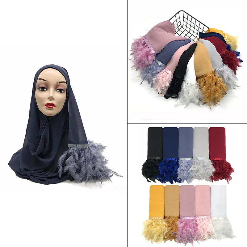 

1PCS Hot Sale NEW summer Feather Chiffon Scarf Women Elegant Shawl Female Luxury Scarf Ladies Solid Head Scarf Bandana