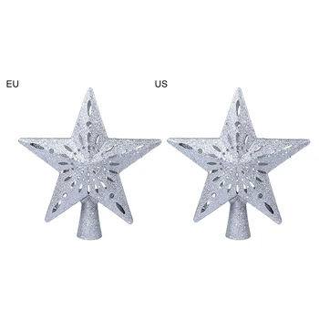 

3D Hollow Star Christmas Tree Topper Lighted Sparkling Star with Rotating Snow Flake Projector Christmas Trees Xmas Ornament