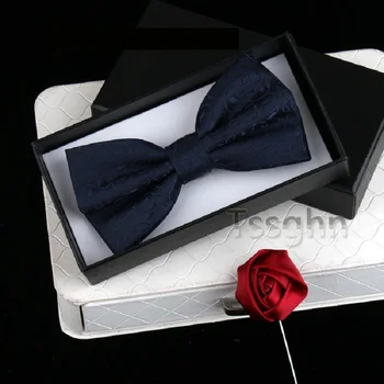 

2020 New Fashion Men's Bow Ties Wedding Double Fabric Leaf Pattern BowTie Banquet Show Party Formal Butterfly Tie with Gift Box