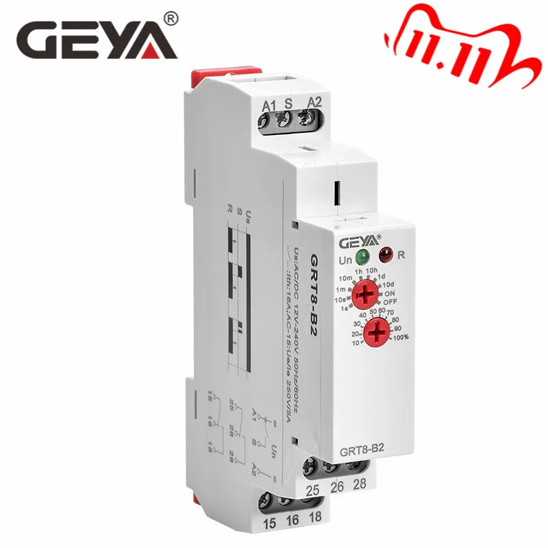 Реле таймера задержки GEYA с din рейкой реле 12 В сертификатом CE CB AC230V или AC/GRT8 B|Реле| |
