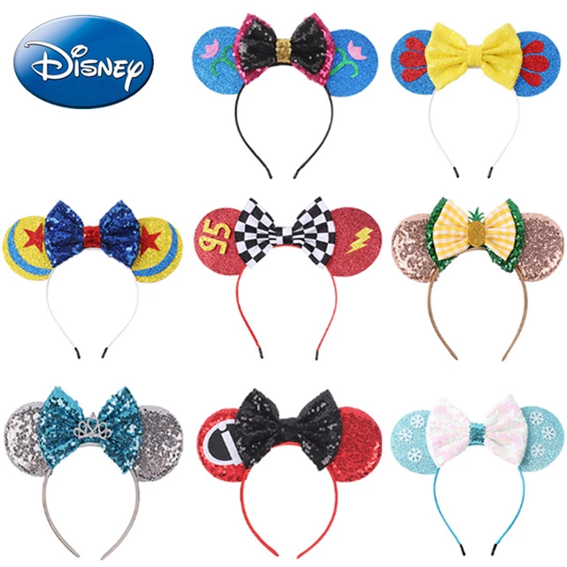 Faixa de cabelo com desenho do mickey mouse para mulheres, acessório  feminino da disney, xadrez, laço, ideal para presente - AliExpress