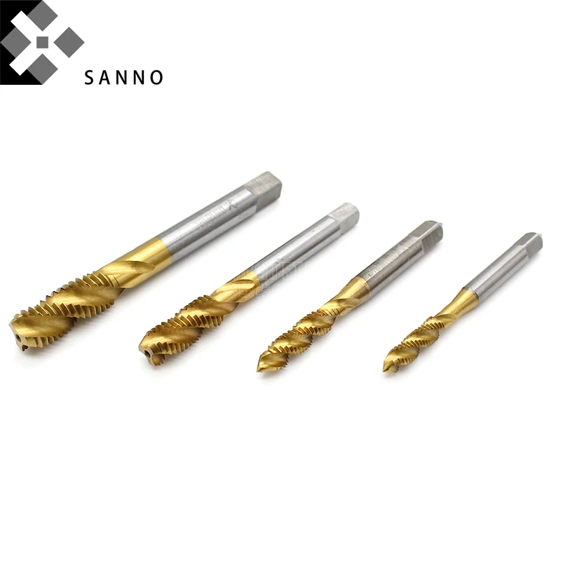 10pcs Hss spiral fluted machine screw tap M2 M8  M14 M20 spiral pointed taps tapping thread forming tap for chip removal,  iron (1)