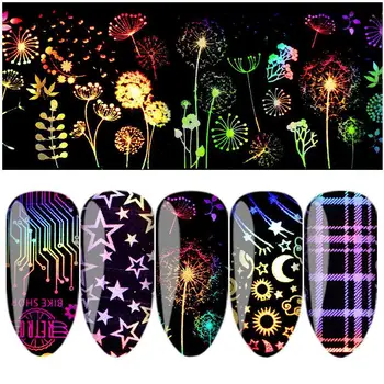 

XY Fancy Women Nail Star Sticker New Laser Flame Pattern Nail Sticker 10 Style Mixed Set for Nail Art