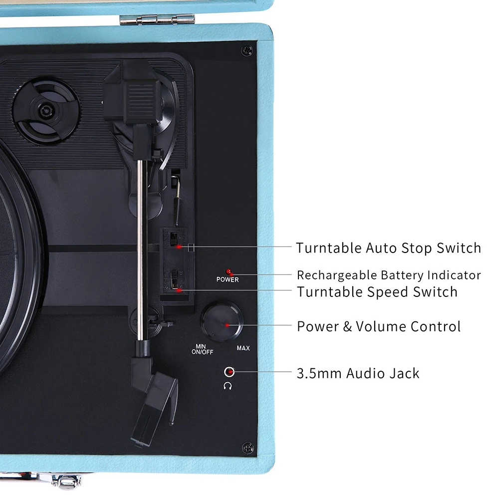 Портативный записьной проигрыватель, проигрыватель классический чемодан стиль 3 скоростной проигрыватель с стереодинамиками Базовая версия