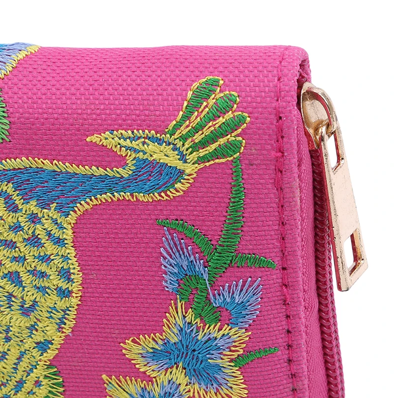 New Women's Double-sided Embroidery Coin Purse Ethnic Style Peacock Wallet Zipper Clutch