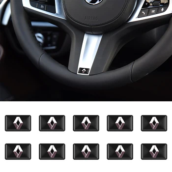 

10pcs Car styling Steering wheel 3D small Emblem Sticker Wheel Decal Fit for Renault Twingo Clio Captur Megane 2 3 Kadjar