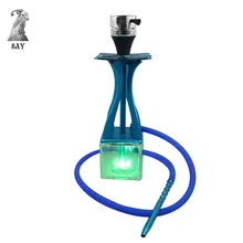 Алюминиевый сплав наргиле, стеклянный кальян набор трубок кальян со светодиодный светильник силиконовый чаша шланг уголь щипцы Chicha Narguile аксессуары