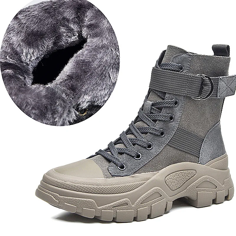 Plus velvet Martin boots three net red motorcycle boots thin section breathable handsome high boots - Цвет: Plus velvet