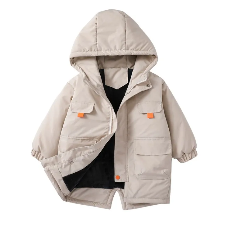 Одежда для детей на 30 градусов; коллекция года; Одежда для мальчиков; теплая зимняя хлопковая куртка-пуховик; пальто с капюшоном; Водонепроницаемая утепленная верхняя одежда; детская парка