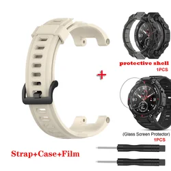 Durable Silicone Replacement Watch Strap - Universal Fit - Amazfit Trex (Cream Combo)