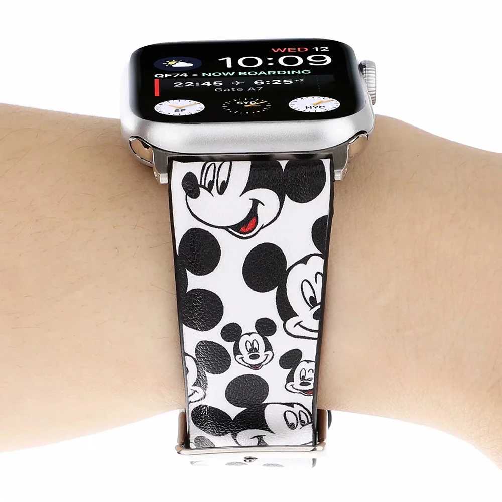 UEBN кожаный ремешок для apple watch 38 42 40 44 мм Классическая пряжка кожаный ремень для iwatch series 4 3 2 1 печать ремешки для часов