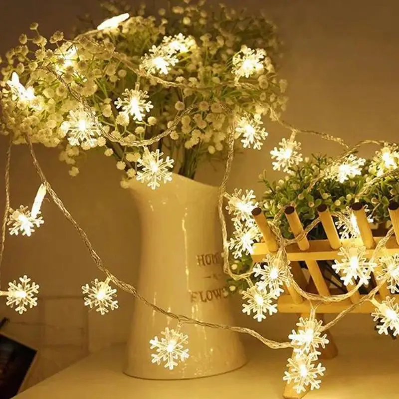 

LED Snow Flakes String Lamp Pentagon Energy Saving Long Life Party Christmas Wedding Valentine Fairy Lights Decor