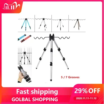 BEST OFFER ❤️ Aluminum Alloy Telescopic 5 / 7 Groove Fishing Rods Holder Portable Collapsible Tripod Stand Sea Fishing Pole Bracket - discount item 28% OFF Sports & Entertainment