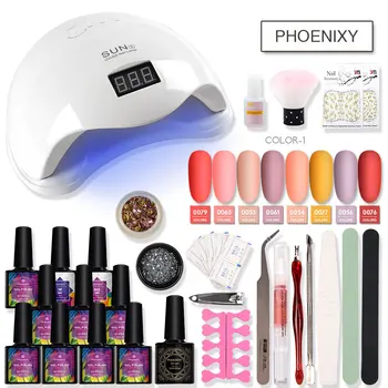 

Full Manicure Set With Lamp 48W Gel Nail Polish Set Tool For Manicure Set For Nail 10pc Gel Polish All For Manicure Nail Art Set