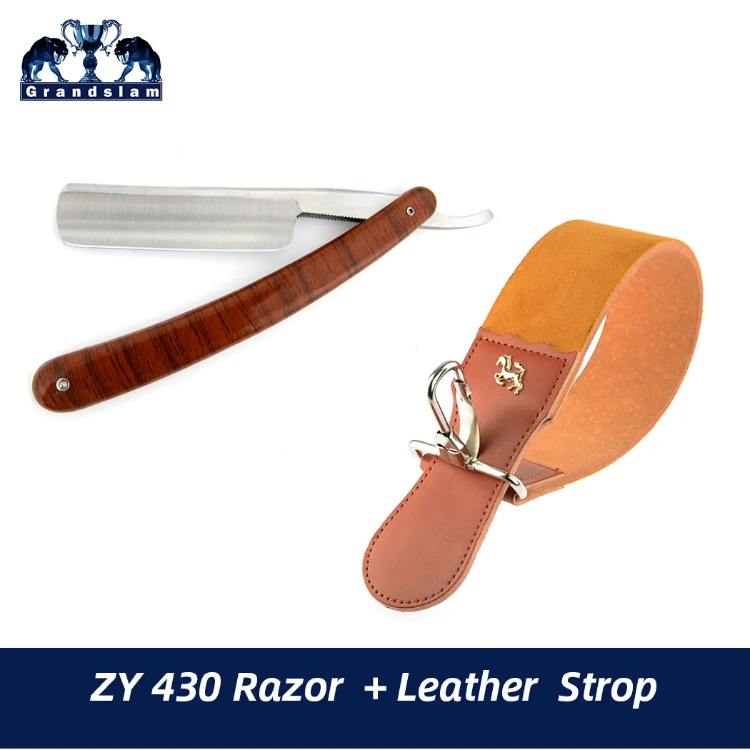 ZY430 and strop Grandslam, прямая бритва, бритва для бритья, золотой доллар, 208+, кожаный точильный ремень, ремешок для мужчин, Парикмахерская - Цвет: ZY430 and strop