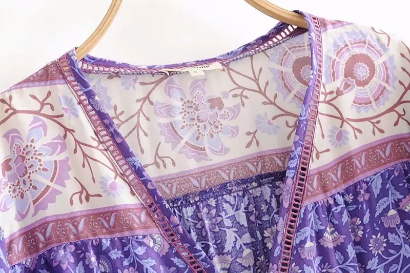 Everkaki блузки с цветочным принтом Топ женские рубашки Boho осенние оборки бант завязывается v-образный вырез пуговицы женские кофты Блуза женская Новинка