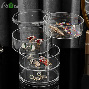 

360 Degree Rotating Transparent Storage Box Cosmetic Jewelry Box Makeup Organizer Jewelry Organizer Case Cosmetic Storage Shelf
