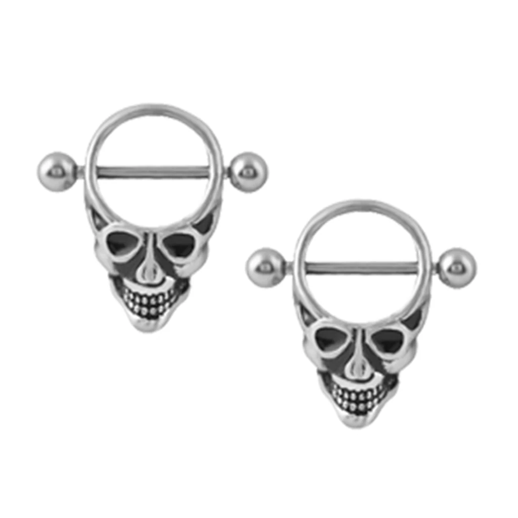 2pcs Nipple Shield Rings Barbell Ball 14 Gauge Punk Stainless Steel