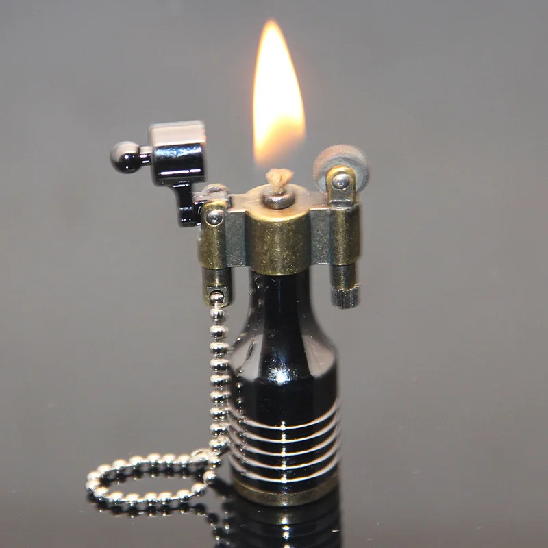 Мини-портативный ключ подвеска Керосин Зажигалка шлифовальный круг Пламя зажигалка