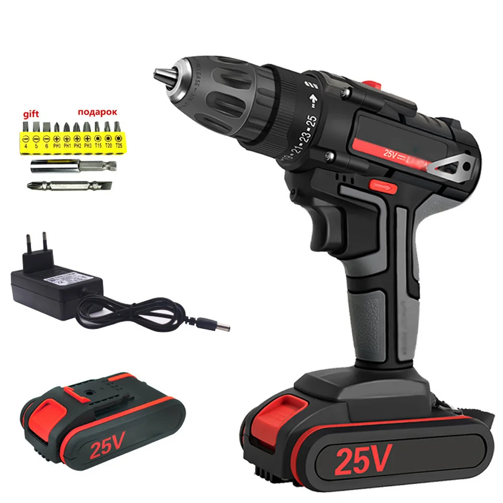 

25V Cordless Electric Screwdriver Drill Battery Operated Tool W/ LED Work Light