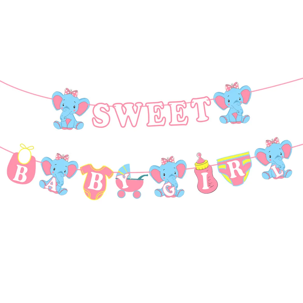 Baby Shower Party Banner Sweet Baby Boy Girl Gender Revealing Party Elephant Balloon Baby Shower Supplies HM02 (1)