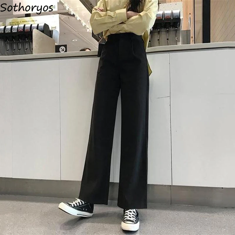 Women Pants Retro Style High Waist 