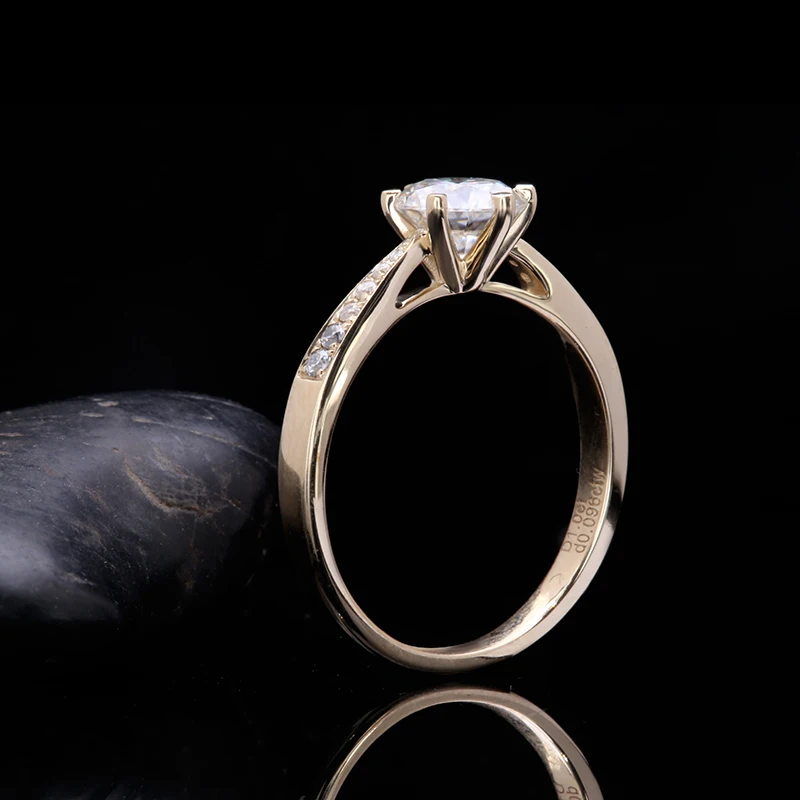 AEAW 6,5 мм 1.0ct круглая огранка 10 к 14 к желтое золото Муассанит кольцо половина полная вечность размеры оригинальные ослепительные женские ювелирные изделия