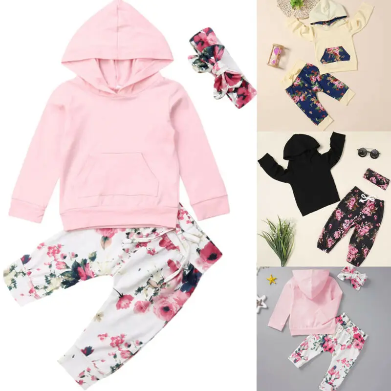 Pudcoco/ г. Осенняя одежда для новорожденных девочек Однотонные топы с длинными рукавами и штаны с принтом комплект из 3 предметов осенний комплект