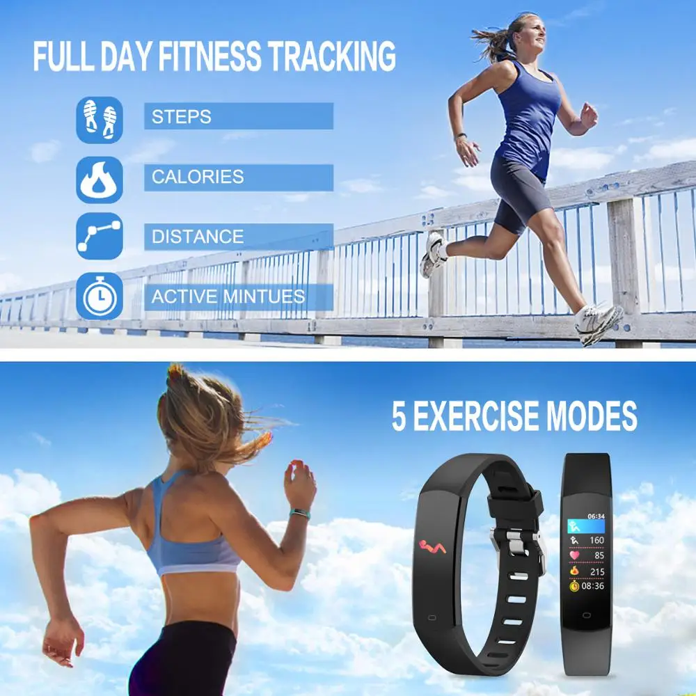 Smart Fitness Bracelet Band Gifts For Women Kids Heart Rate Monitor Male Waterproof Sports Pedometer Smart watch With Vibration