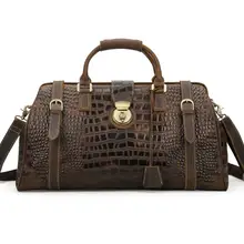 Мужская сумка из натуральной кожи с узором «крокодиловая кожа» для путешествий, Большая вместительная сумка с замком на плечо, сумка-мессенджер Crazy Horse, кожаная сумка-тоут