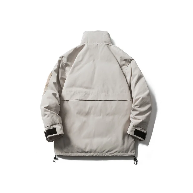 ABOORUN Mens Down Jacket Hip Hop Cargo Parkas Winter Coat White Duck Padded Thicken Warm Casual Outwear for Male R2752