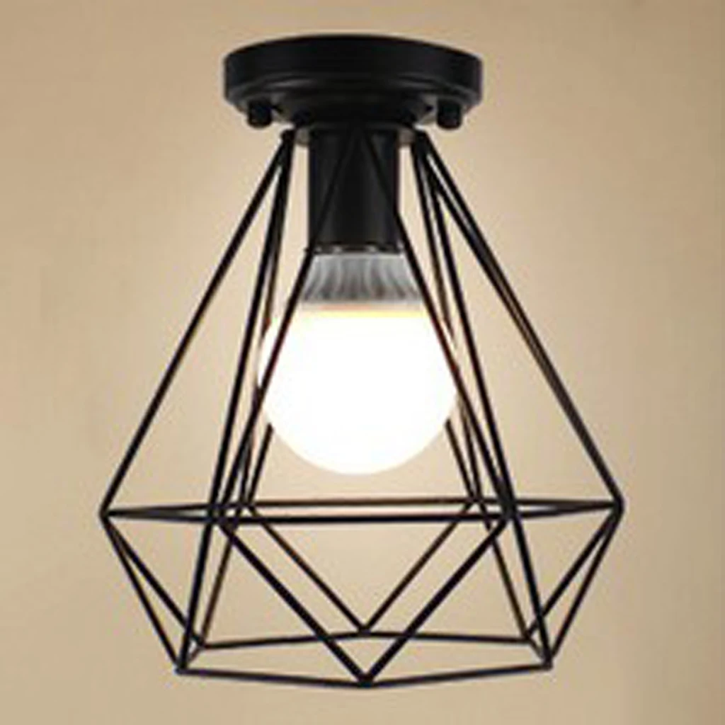 Vintage Metal Diamond Shape Pendant Ceiling Lamp Cage Lampshade Decor