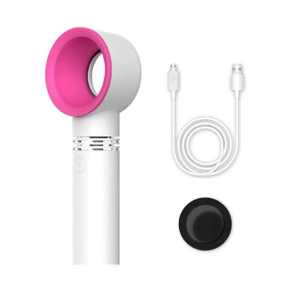 Safety Portable Bladeless Fan Handheld Mini Air Cooler No Leaf Handy Fan With 3 Fan Speed Level LED Indicator USB Rechargeable