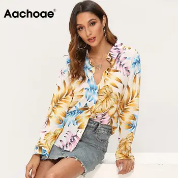 

Womens Tops And Blouses 2020 Floral Print Long Sleeve Vintage Blouse Turn Down Collar Casual Loose Shirt Blusas Chemisier Femme