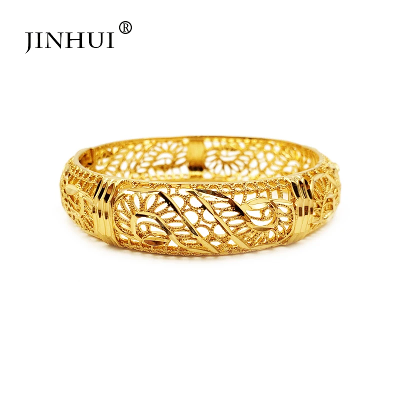 Новые модные золотые свадебные браслеты Jin Hui для женщин открытые невесты