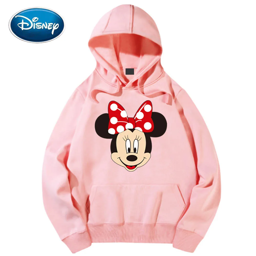 Disney/стильная футболка в горошек с принтом Минни Маус и бантом; пуловер с капюшоном в стиле Харадзюку; унисекс; топы с длинными рукавами и карманами; 6 цветов