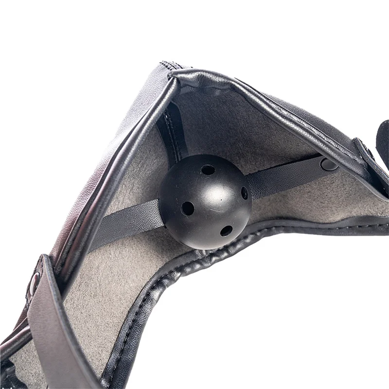 New Leather Hood Mask Mouth Plug Ball Gag Bondage Slave Restraints Fetish Sex Toys For Gay Couples Flirting Adult Games