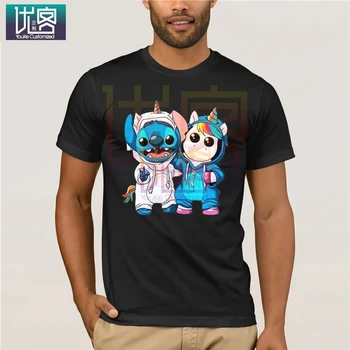 

Baby unicorn and stitch shirt t-shirts men t shirts Harajuku Funny Print Tshirt Men Hip Hop 100% Cotton Streetwear Tee Shirt