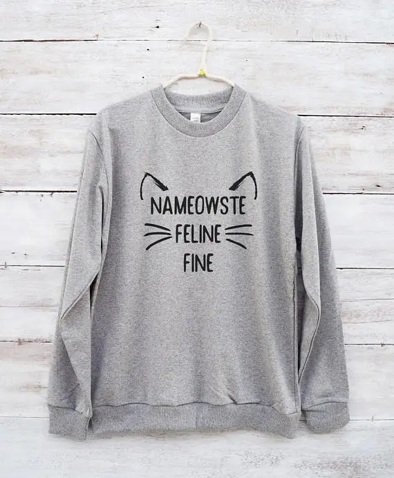 

Meow Feline sweatshirt graphic tumblr funny hipster teen gifts cat sweatshirt-E538