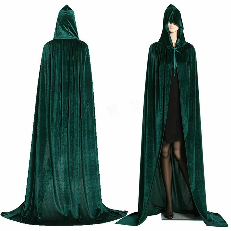 Velvet Wizard Cloak Hooded//Cape Men Halloween With Sleeves Robe Various colours
