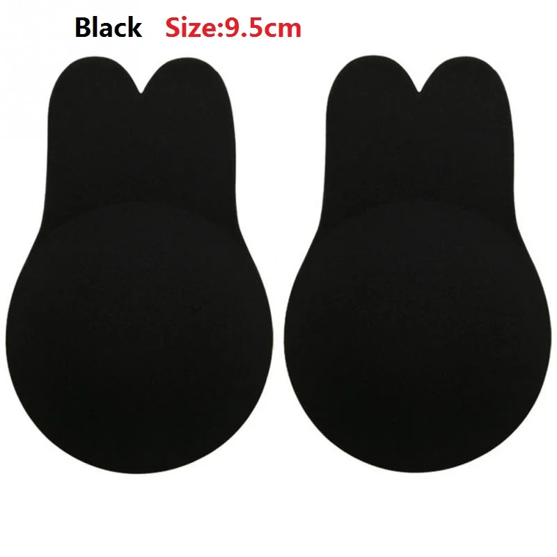 Black 9.5cm 1 пара невидимых лент для подтяжки груди накладки на женский бюстгальтер в форме кролика женские аксессуары Стикини невидимый бюстгальтер покрытие для сосков - Цвет: Black 9.5cm