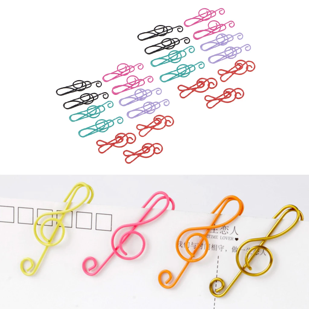 40 Pieces Each Pack Colorful Metal Paper Clips Office Home School Table Organize Tool, CUTE Music Symbol Shape