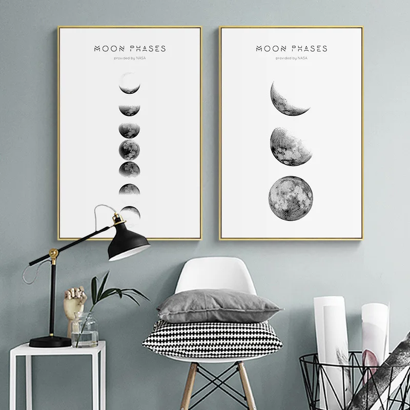 Moon Phase Картина на холсте луна ночь постер абстрактные настенные художественные