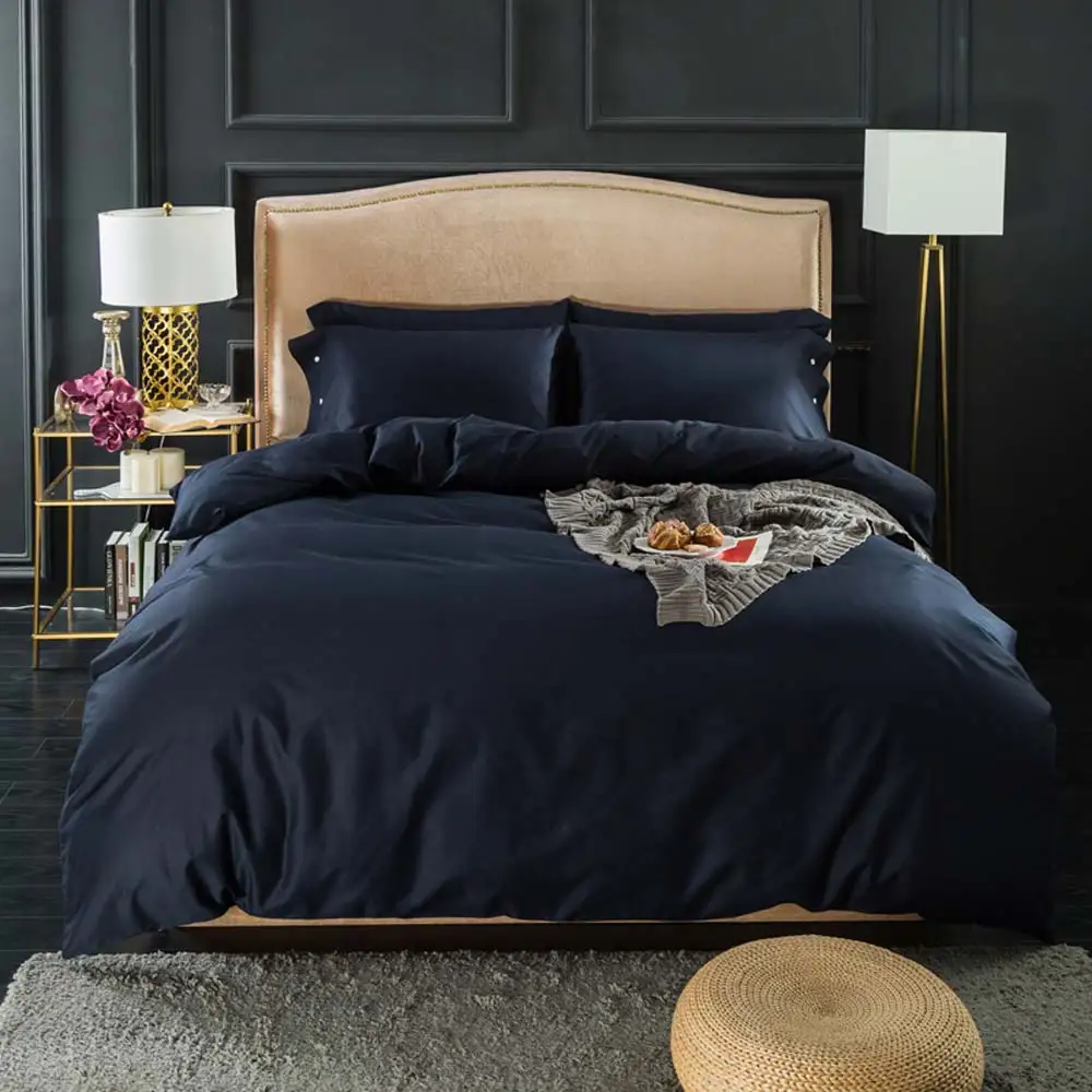 Скандинавское роскошное Черное короткое постельное белье высокого качества из египетского хлопка, Семейный комплект постельного белья, постельное белье, покрывало