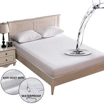 

Premium smooth fabric waterproof mattress cover solid color waterproof bed cover bed wetting pad anti-slip protective cover