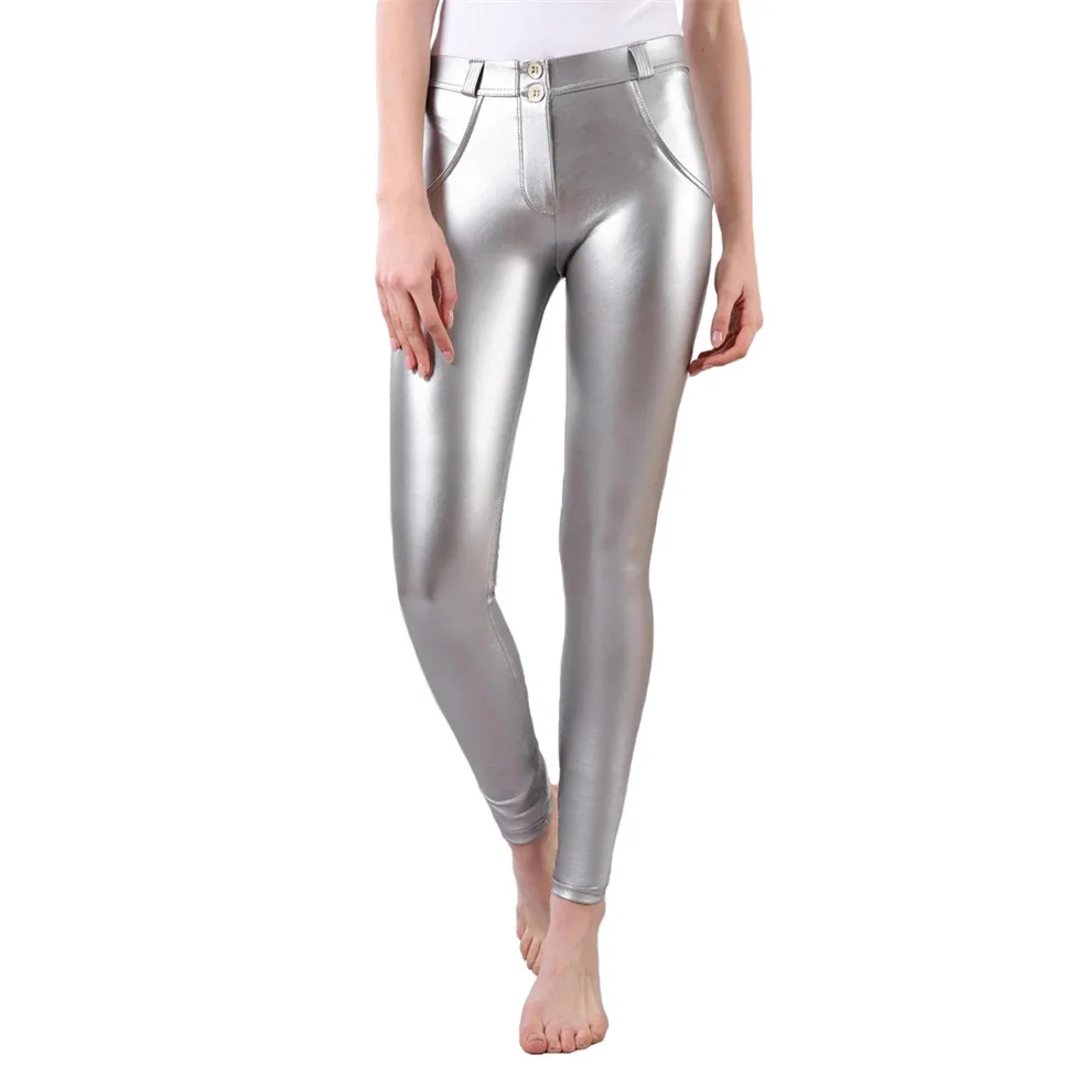 Melody Tall Faux Leather Pants Silver 