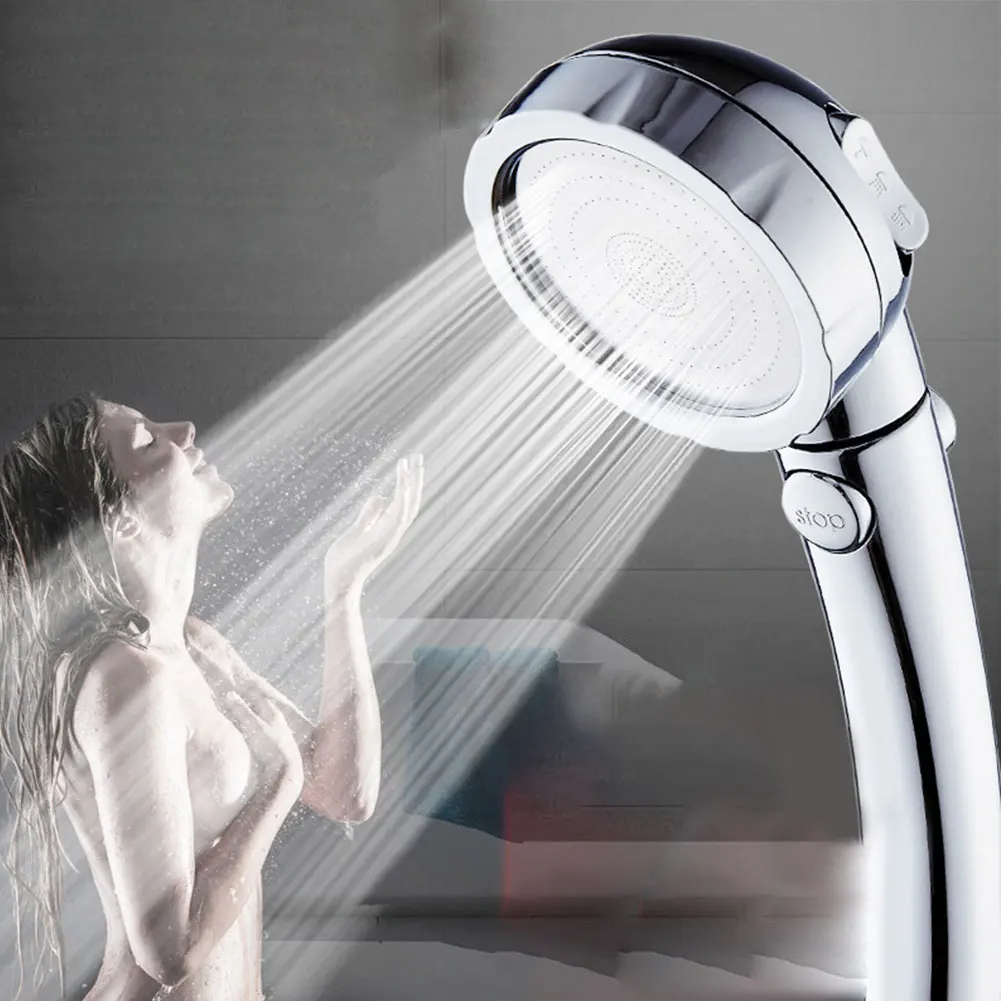 Round Bathroom Chrome Finish Shower Head Replacement High Pressure Handheld With Switch Nozzles